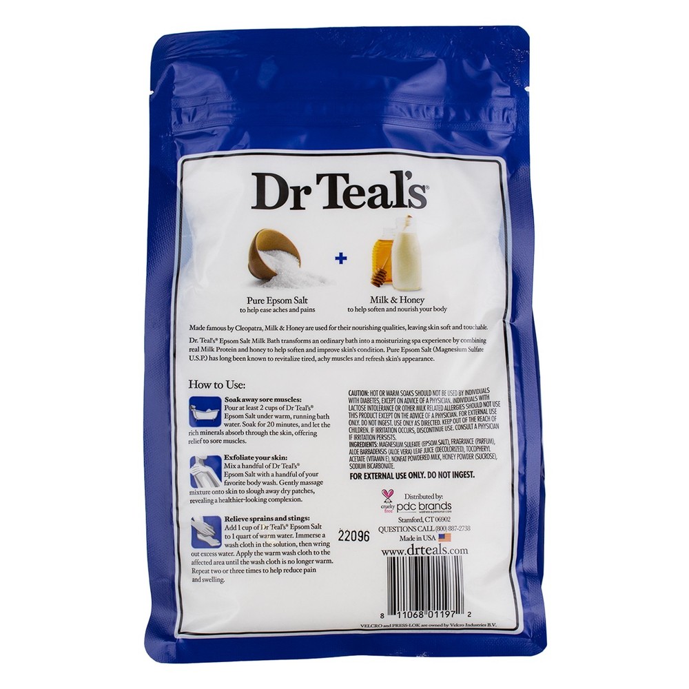 Dr Teal's Pure Epsom Salt Soaking Solution, Milk & Honey, 3 lbs
