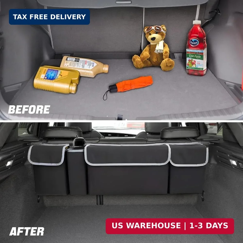 AUCELI Car Trunk Organizer, Backseat Hanging Large Storage with Adjustable Strap