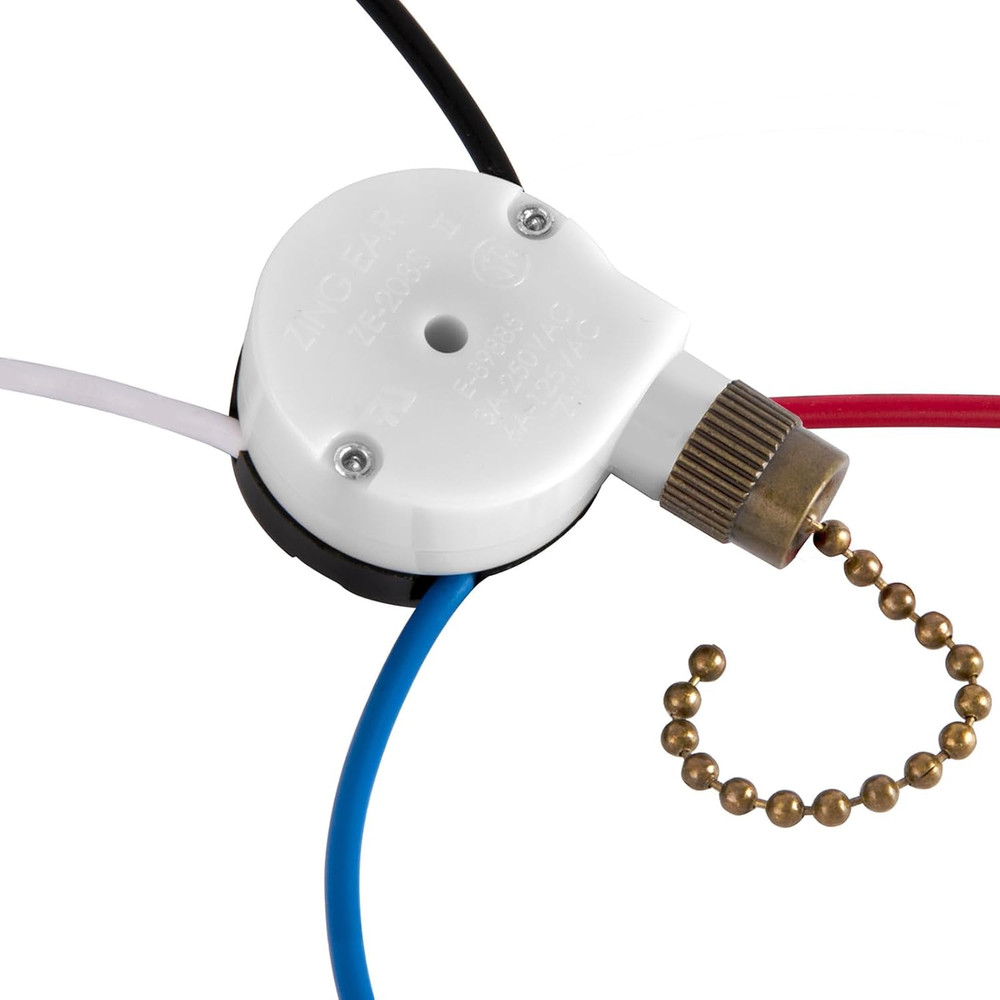 Ceiling Fan Switch 3 Speed 4 Wire, with 4 Pre-Installed Wires, Compatible wit...