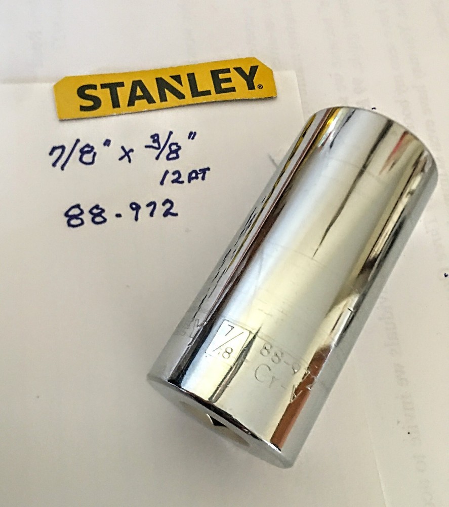 Stanley 7/8" x 3/8" Dr Deep  Socket - 12 Pt  - 88-972  Chrome Finish  Free Ship