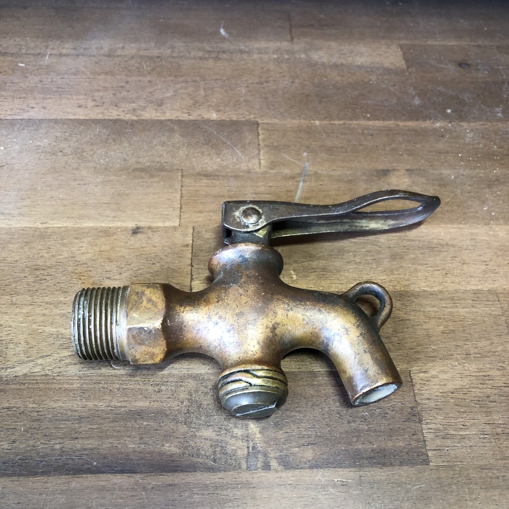 Vintage Locking Brass Spigot ValveFaucet Steampunk-Nat. Brass