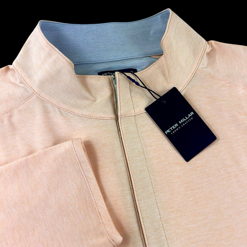Peter Millar Crown Crafted Stealth Performance Quarter Zip Pullover Peach 2XL