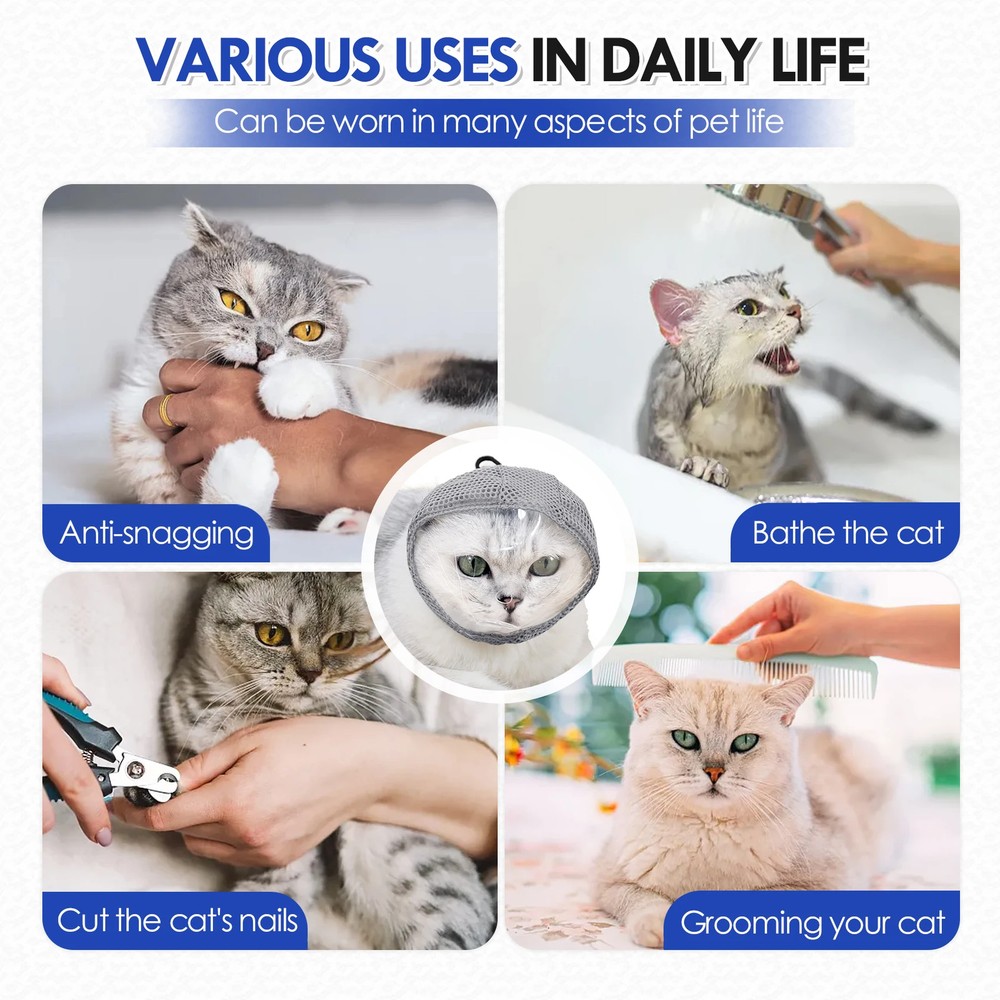 Cat Muzzle for Grooming, Adjustable Transparent Anti-Bite Cat Mask for Nail