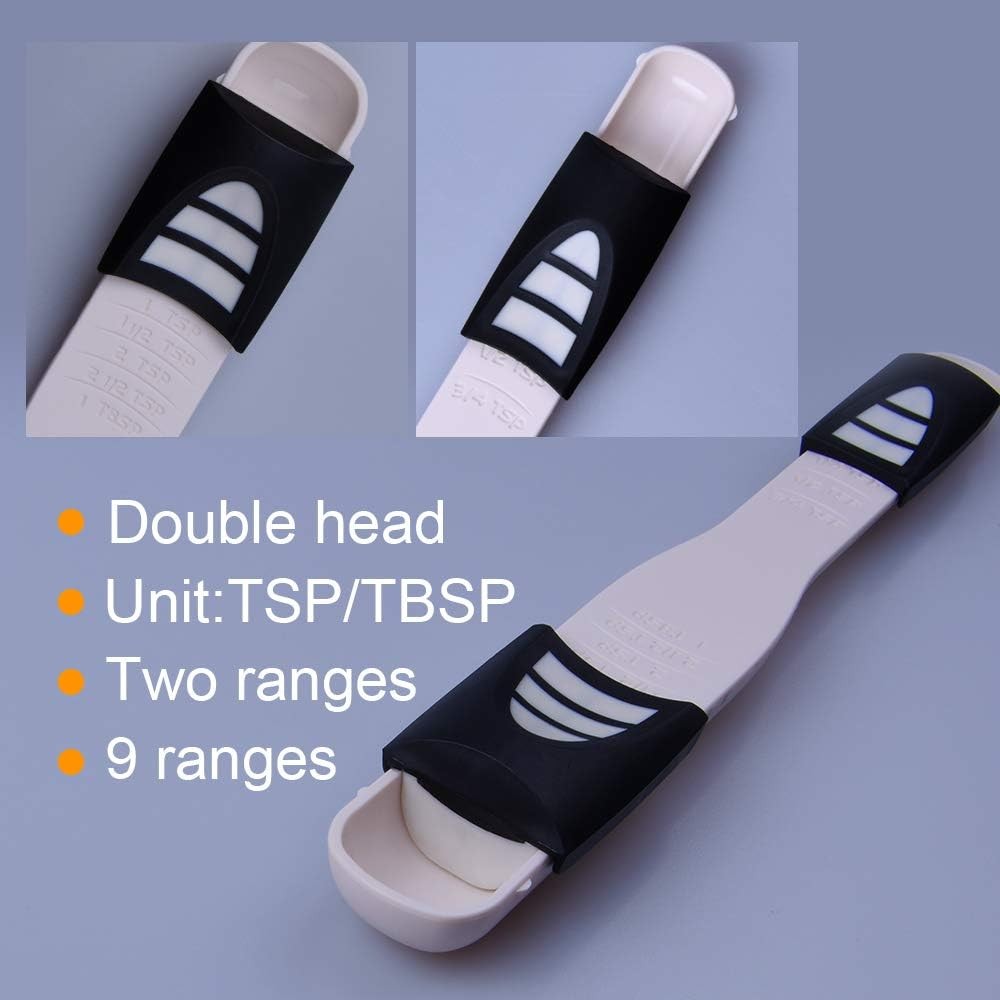 Adjustable Measuring Spoon White, Creative Double End Adjustable Scale,