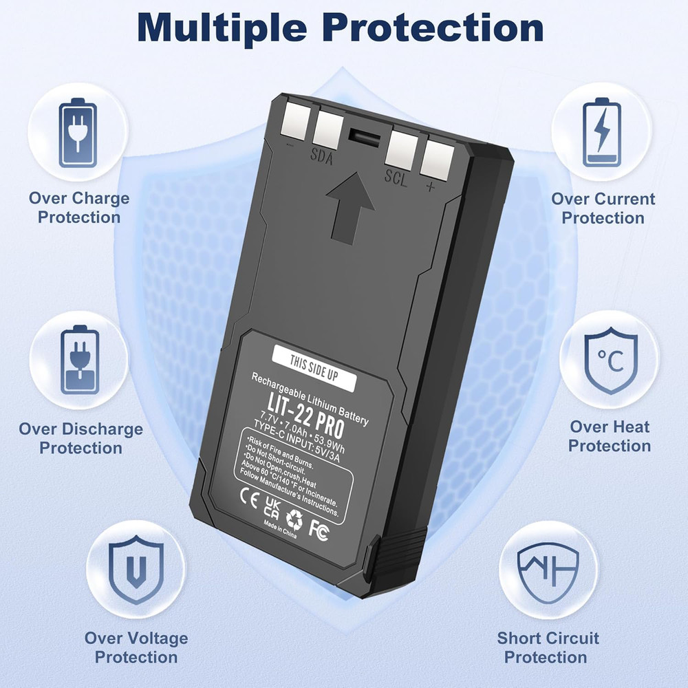 For SPYPOINT Flex-M Camera 2 Pack LIT-22 7000mAh High Capacity Battery Type-C