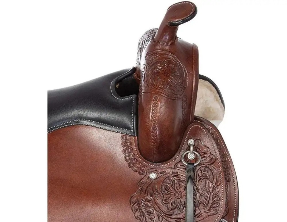 BARREL RACING LEATHER SADDLE WITH COMPLETE SET, Handmade Saddle