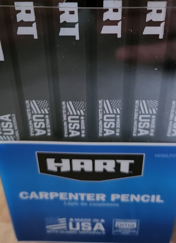 HART Carpenter Pencil, Rectangular, Graphite Core, Anti-Roll 30 pencils a pack