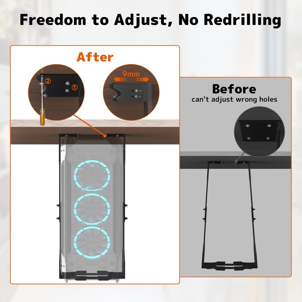 Under Desk PC Mount, 7.9-13.4’’ Width Adjustable Computer Tower Stand, up to ...