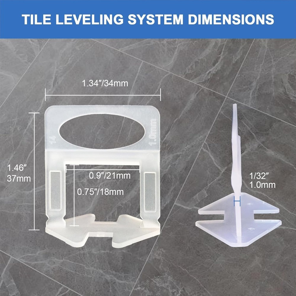 Tile Leveling System 2500pcs 1/32" Tile leveler Spacers Clips Tile Installation
