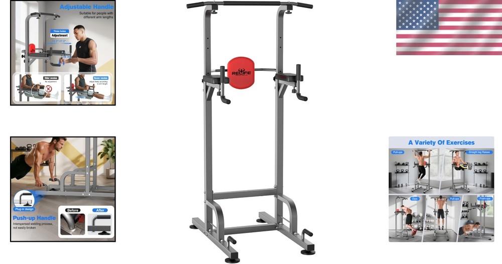 Power Tower Pull Up Bar Station - Adjustable & Multi-Functional Fitness
