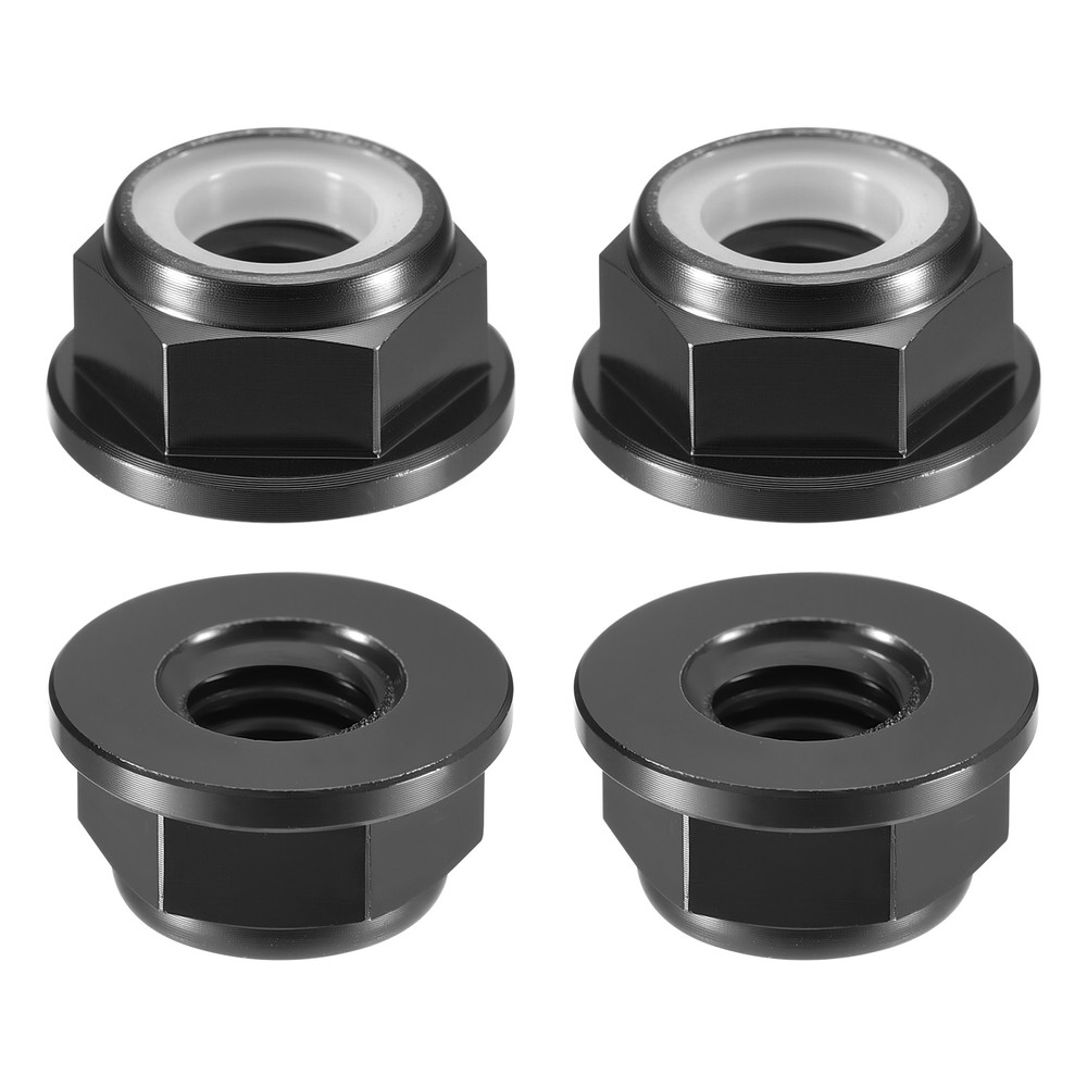 Nylon Insert Hex Lock Nuts, 4pcs - M6x1mm Self-Locking Nut(Black)