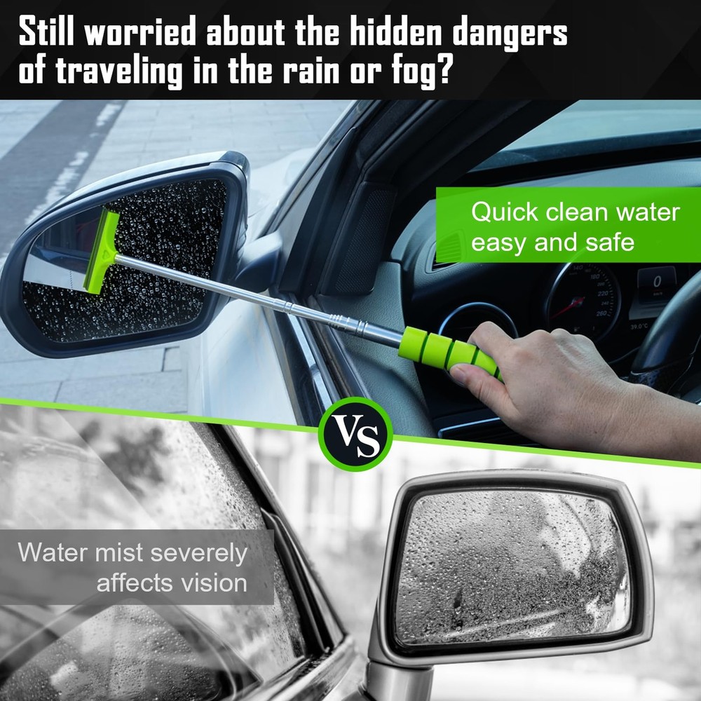 Side Mirror Squeegee, 2 PCS Car Upgrade Black and Green