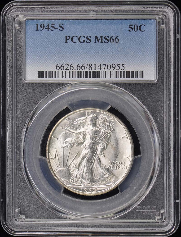 1945-S 50C Walking Liberty Half Dollar PCGS MS66