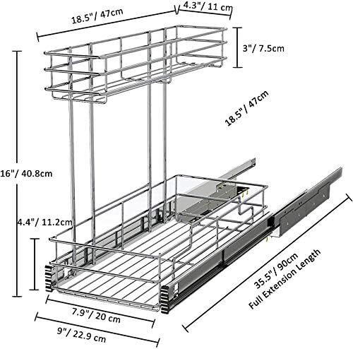 Under Sink Organizer 9 “W X 18.5 ”D, 2 Tier Pull-Out Cabinet Organizer, 1 Piece