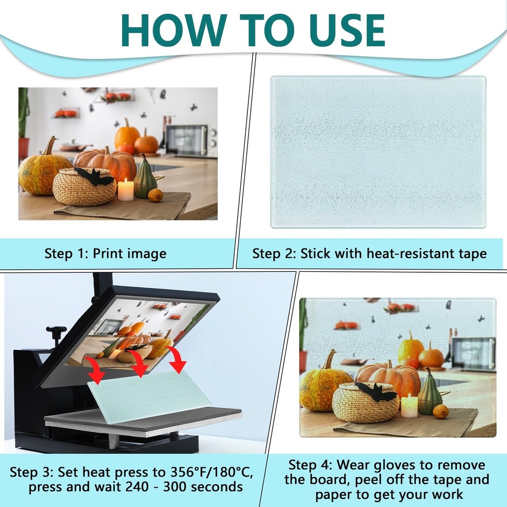 Tanlade 6 Pcs Sublimation Glass Cutting Boards Blanks, 2 Size Rectangle Tempe...
