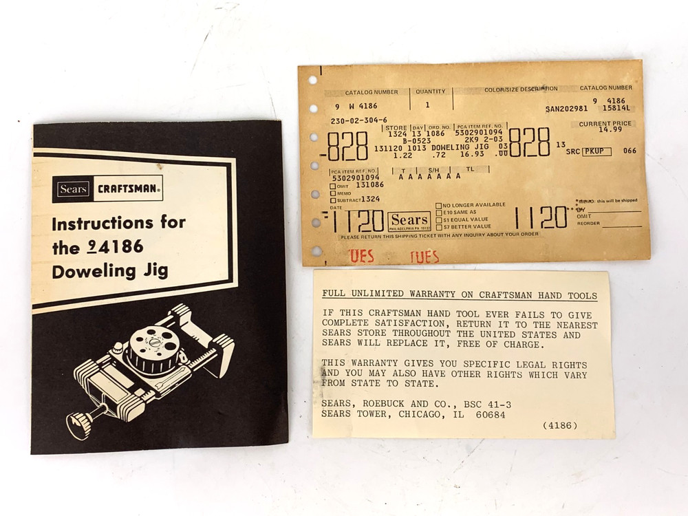 Craftsman Dowling Jig PN 94186