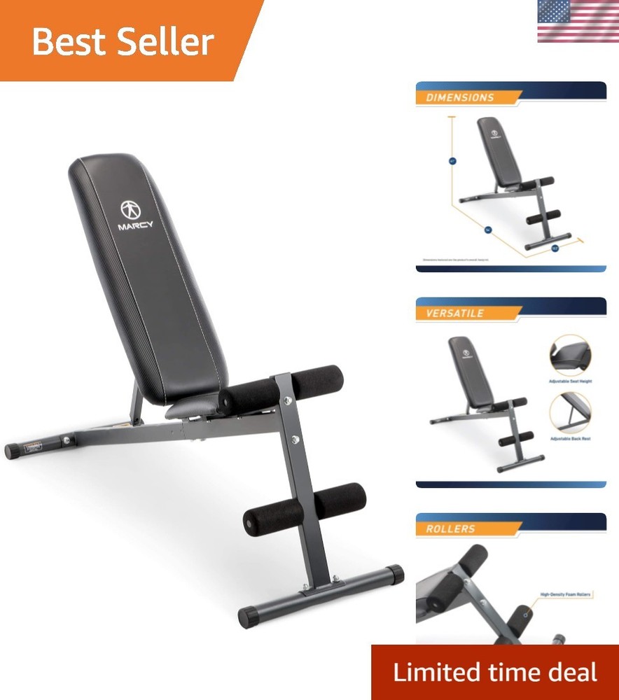 Ergonomic Exercise Utility Bench - Adjustable for Full Body Workouts (Black)