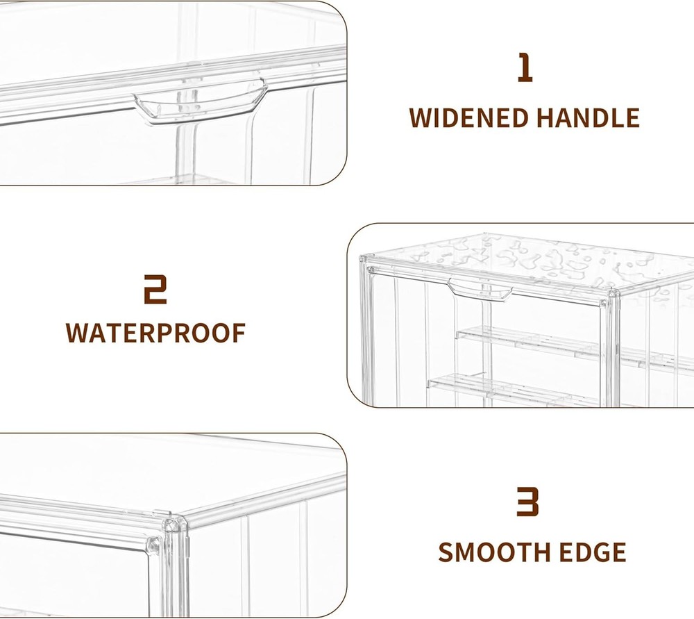 Adjustable Acrylic Display Case 3 Pack, 4-Layer, Magnetic Door, Stackable, Hobby