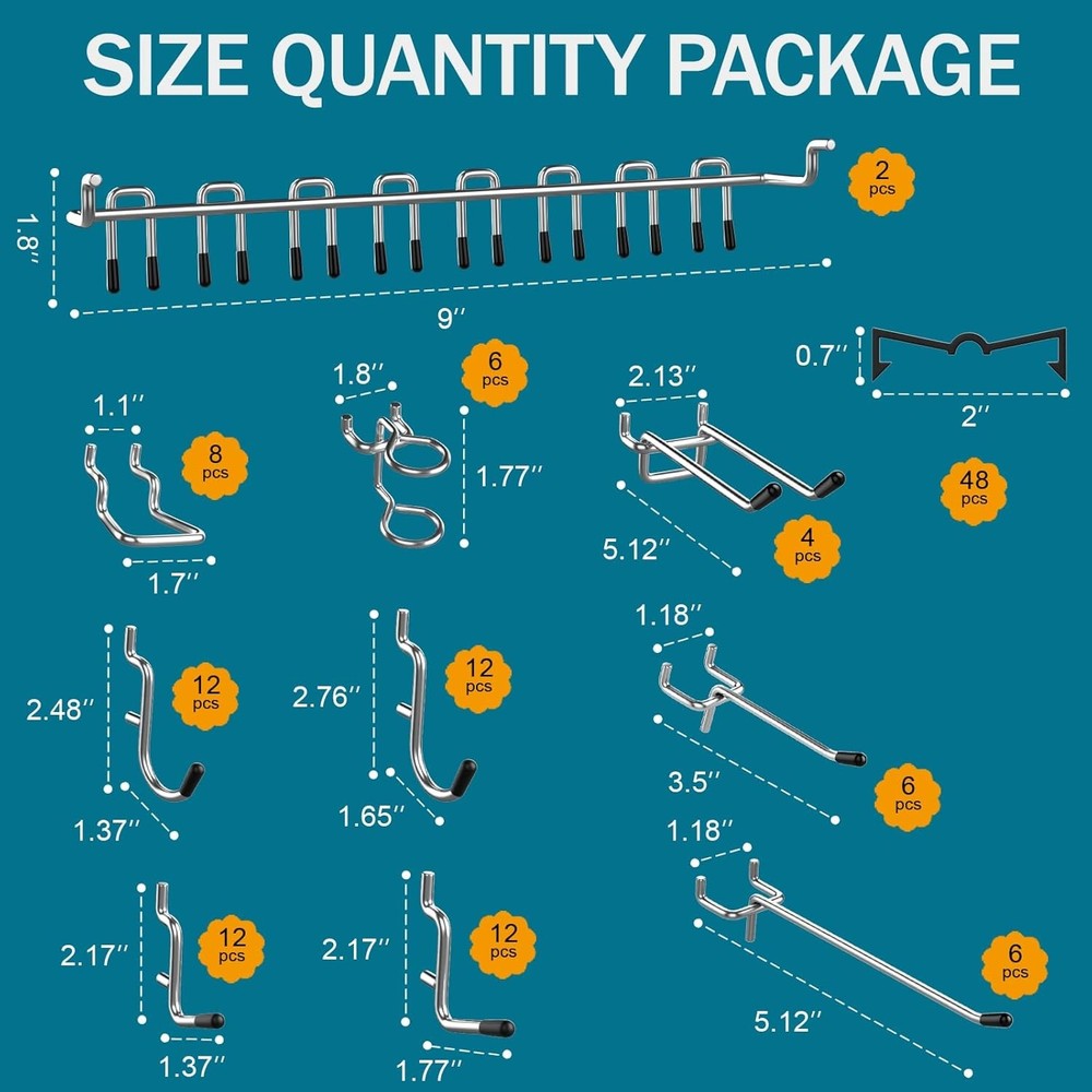 Metal Peg Board Kit with 1/4" Pegboard Accessories,Include 16.5"X13" Peg Board