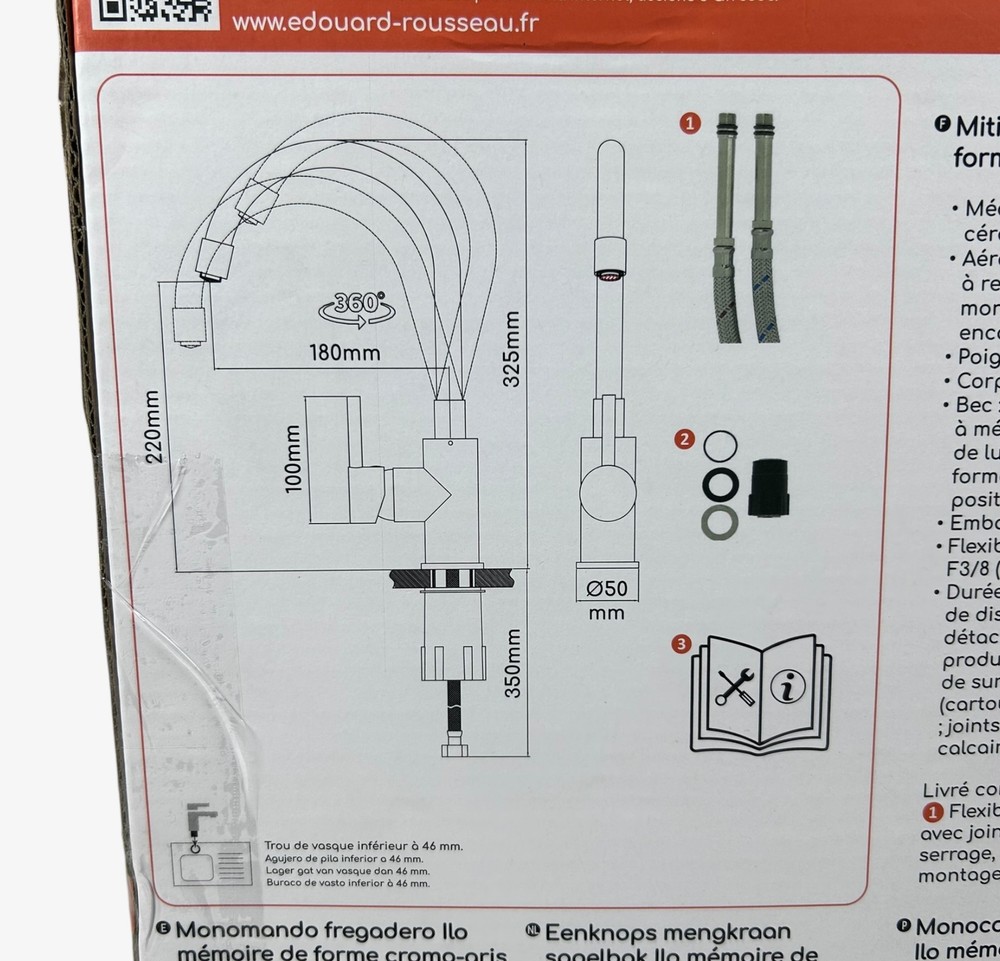 Edouard Rousseau, KOBEN Shape Memory Sink Mixer – Grey / Chrome