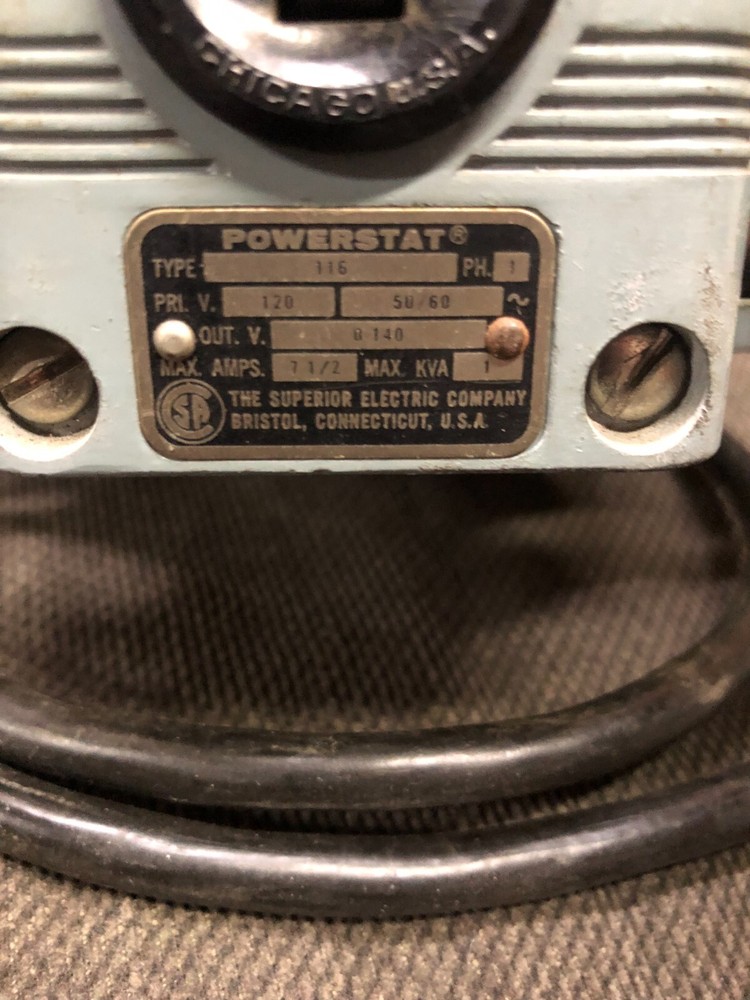 Superior Electric Powerstat 116 Variable Autotransformer 7.5 amp variac