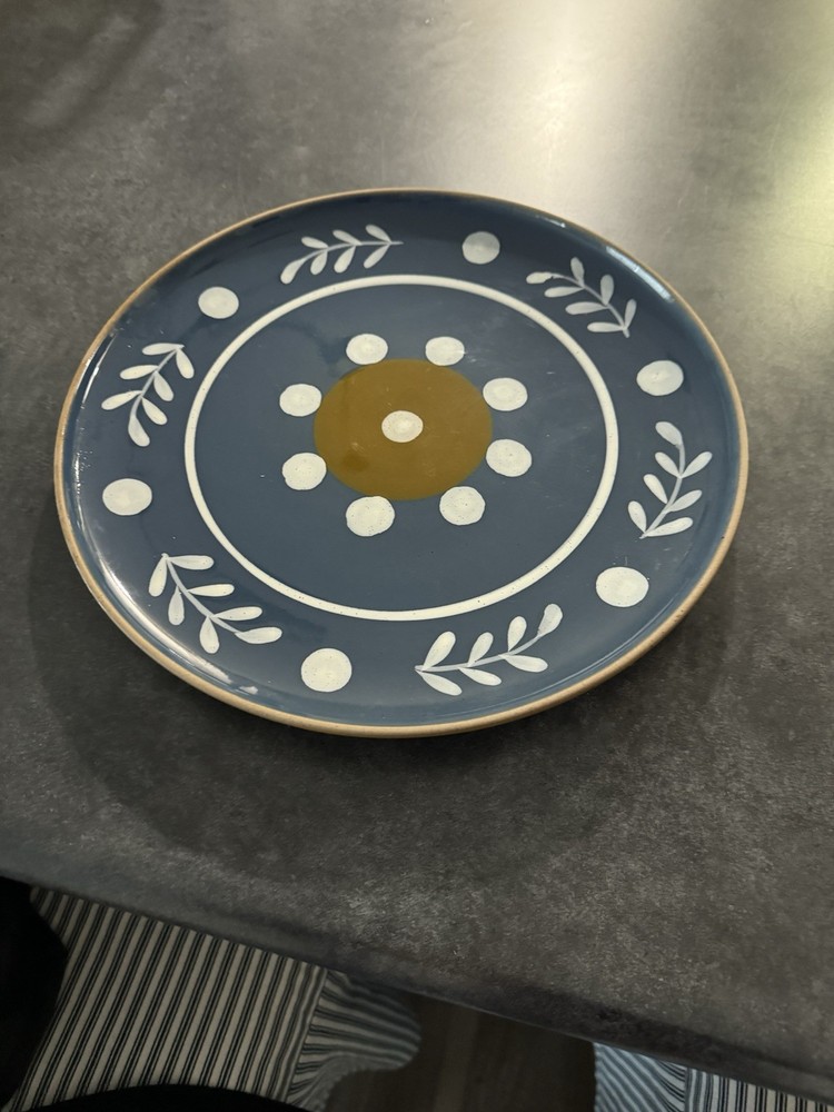 Mud Pie Round Floral Dot Platter 12 Inches