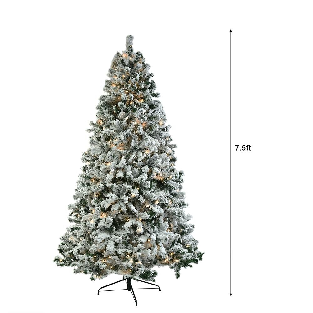 7.5 FT Christmas Tree Snow Flocke Pre-lit Artificial Automatic Tree with Light