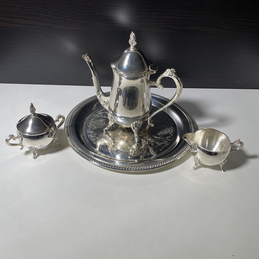 WM ROGERS & SON Silverplated Three Piece Coffee Set
