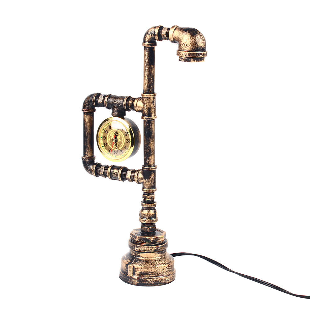 Vintage Steampunk Industrial Water Pipe Bedside Light Reading Table Lamp Light