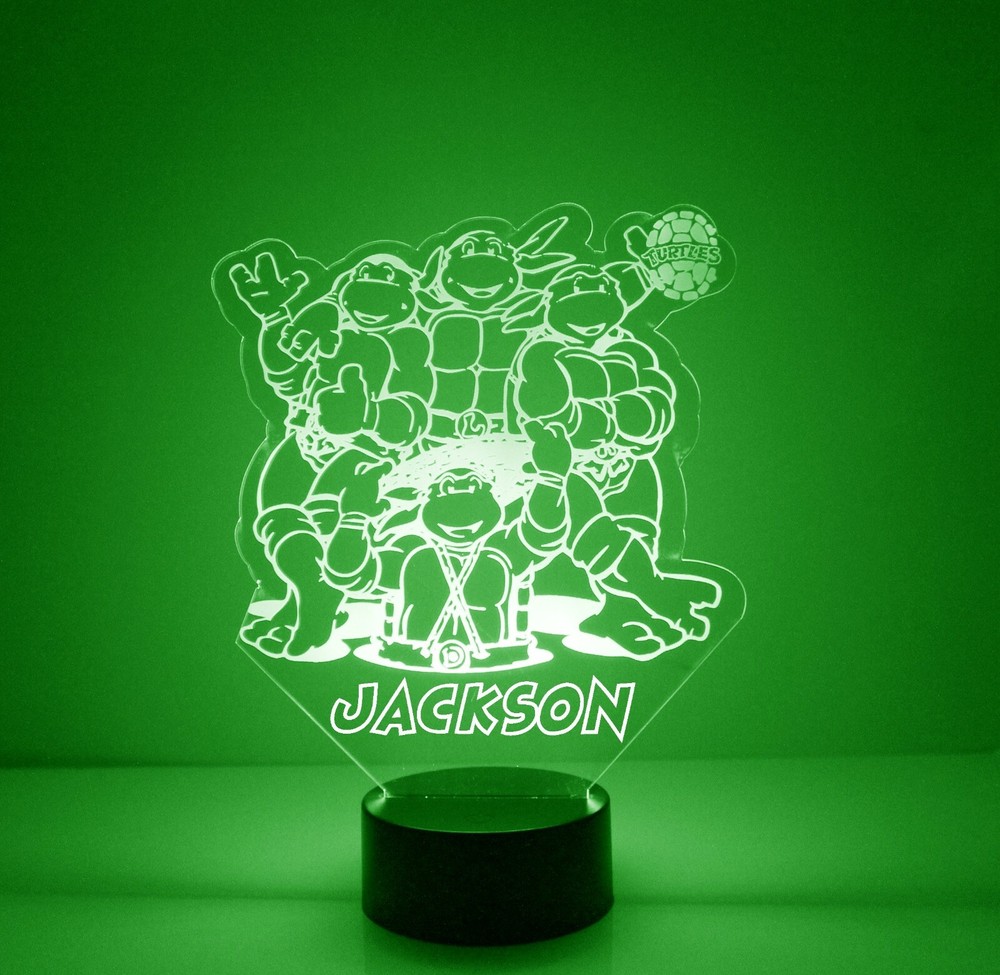 Ninja Turtles Light Up, Personalized TMNT LED Night Light Lamp, w/Remote Control