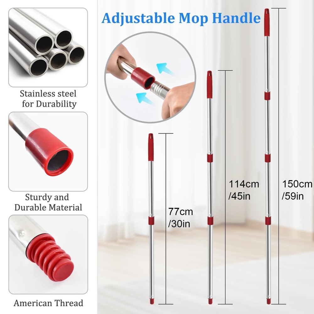 Mop Handle for Ocedar, Spin Mop Handle Replacement for O Cedar, 4 Section 30"...