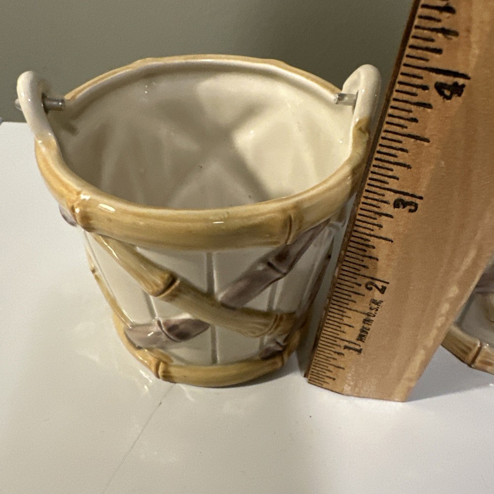 Vintage Image Inn Ceramic Creamer Sugar Set Bamboo Design