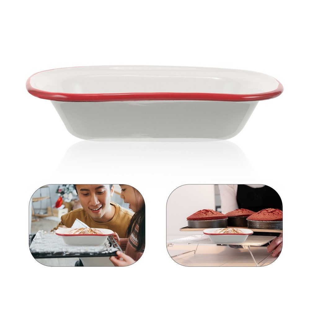 13in Roasting Pan with Lid Ceramic Bread Pans for Baking Pie Dish