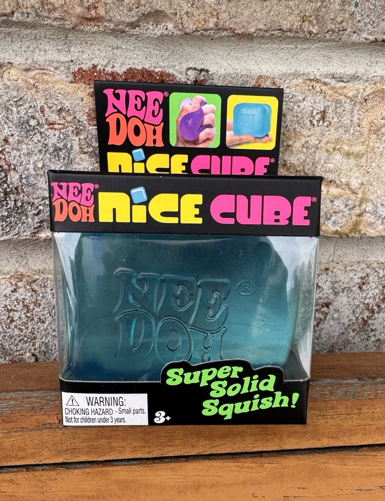 Nee Doh Nice Cube Super Solid Squish! - Blue Purple Pink - Brand New w Display!