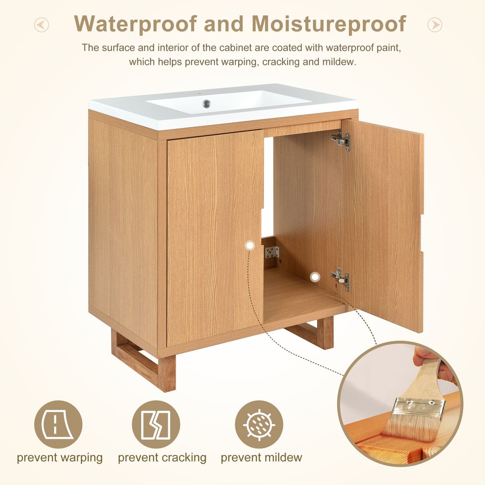 Solid wood frame storage cabinet for bathroom with sink