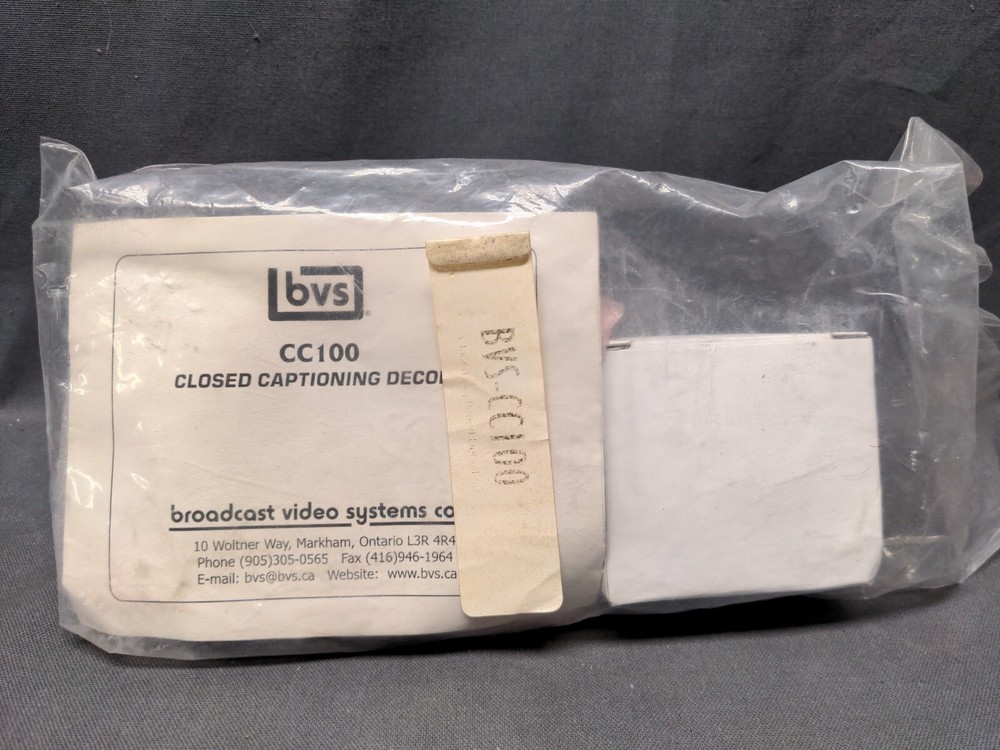 BVS CC100 Closed Captioning Decoder with 9 VDC Adapter. NOS