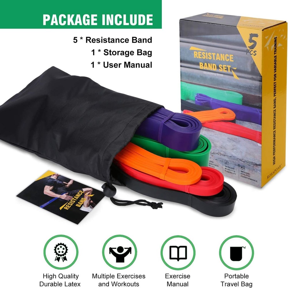 Resistance Bands, Pull Up Assist Bands - Workout 5-125 LBS, Multicolor