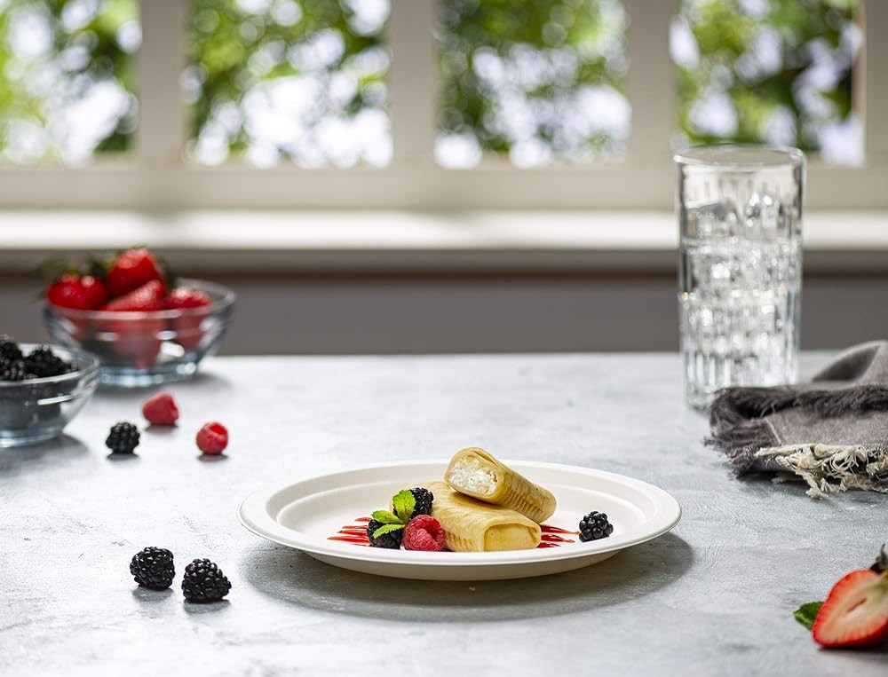 [9 Inch - Heavy-Duty White Paper Plates, postable,