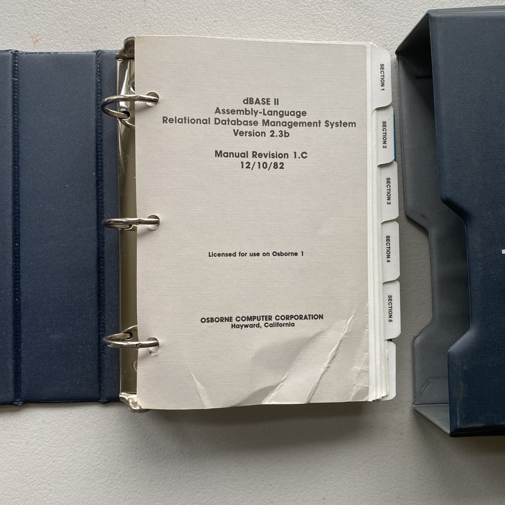 Vintage Osborne Computer Dbase II Assembly Language Software Manual ~ 12/10/82