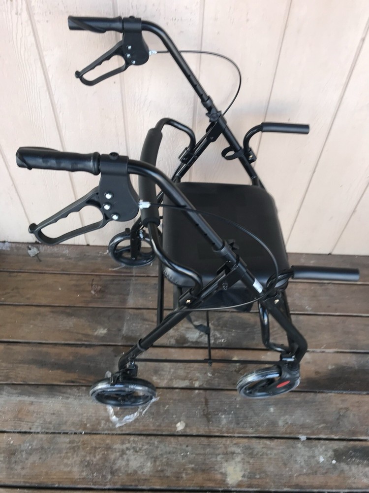 8 inch Wheel Rollator Rolling Walker with Seat for Senior Lightweight Foldable
