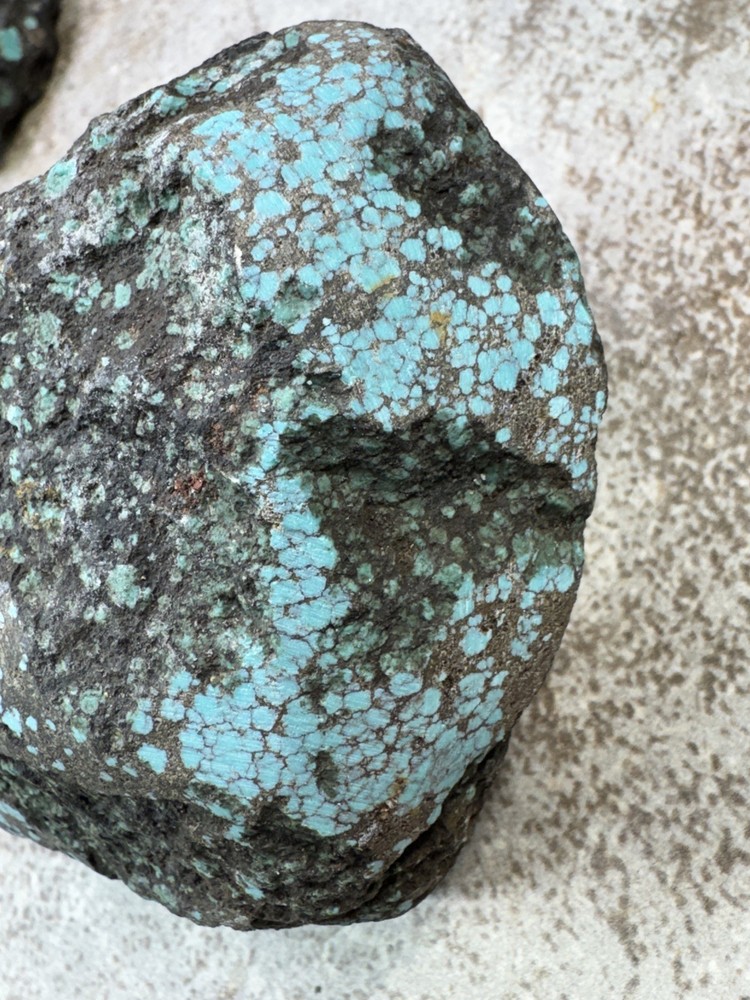 Hubei turquoise rough , solid spiderwebs nuggets in blue