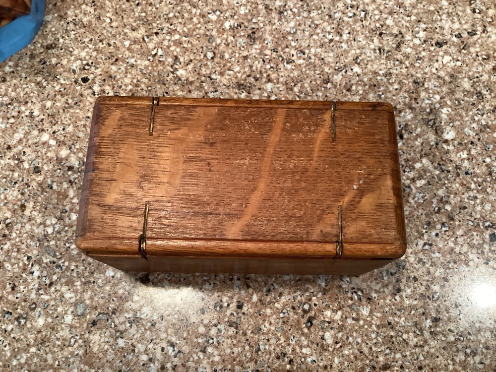Antique Singer Sewing Machine Oak Puzzle Box with Attachments