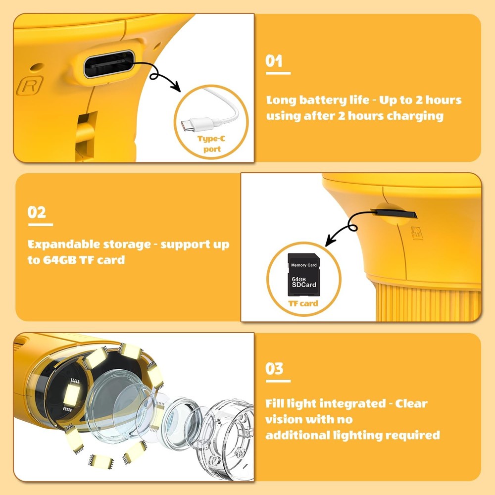 OAEBLLE Kids Microscope, 1000X Portable Mini Pocket Microscope with Yellow