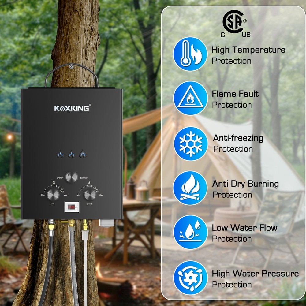 KOXKING Tankless Water Heater Instant Hot 6L 1.58 GPM Portable With Handle RV