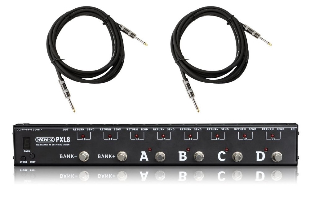Joyo PXL-8 Effects Loop Router Pedal, Black w/ Cables