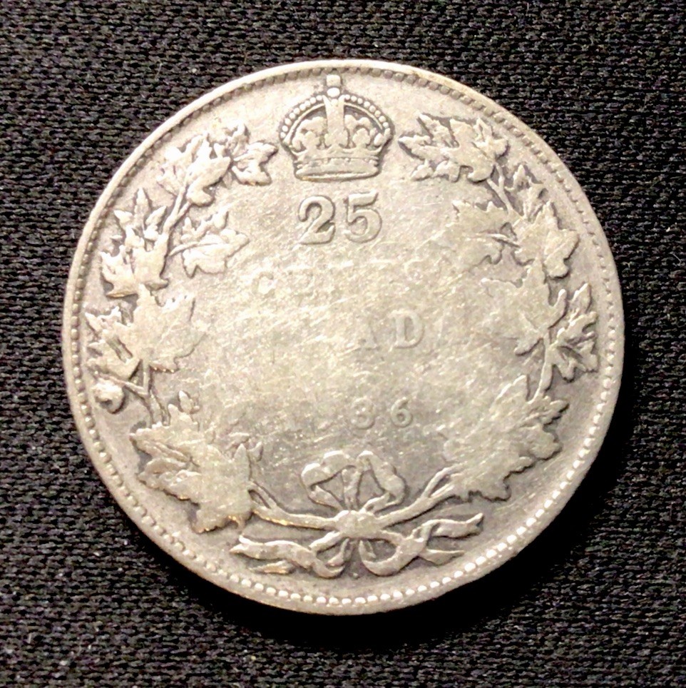 1936 Canada Silver! 25 Cents! ENN Coins
