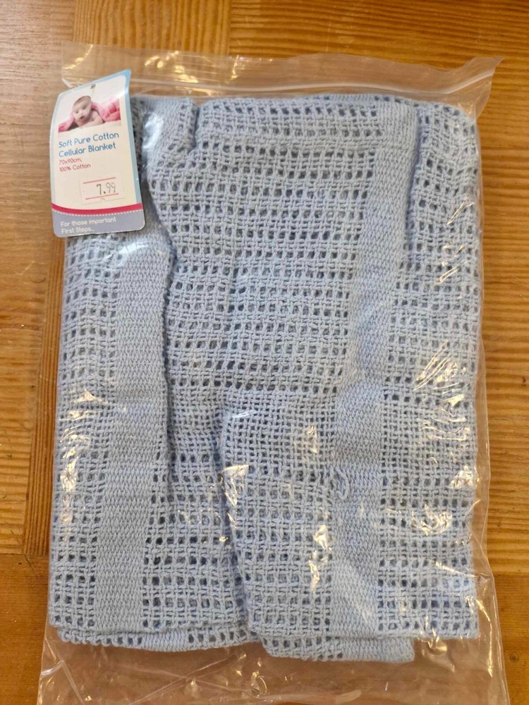 Baby Basics Cellular Pram Blanket Blue