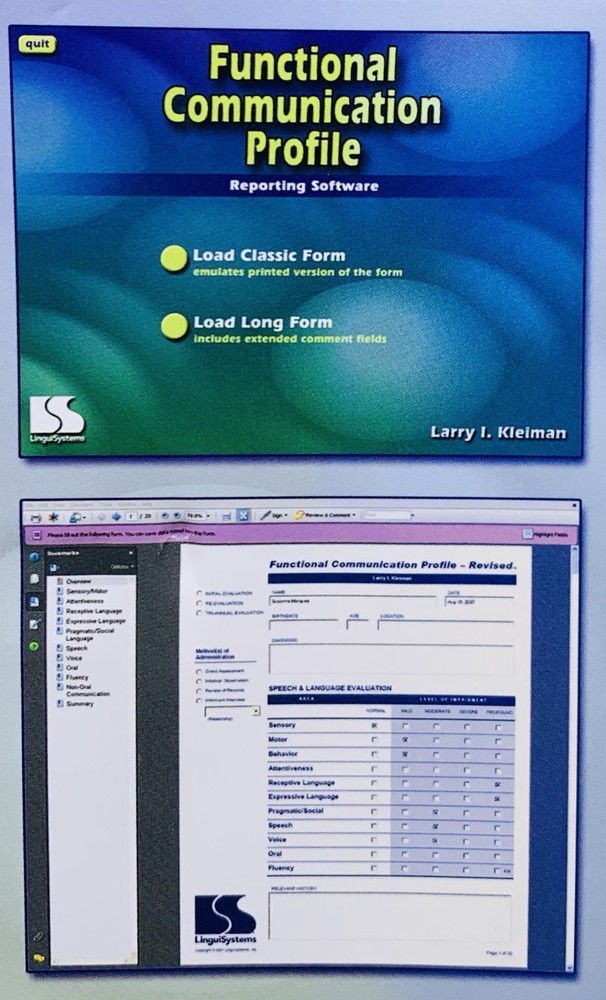 Functional Communication Profile Reporting Software Only No Manual Larry Kleiman