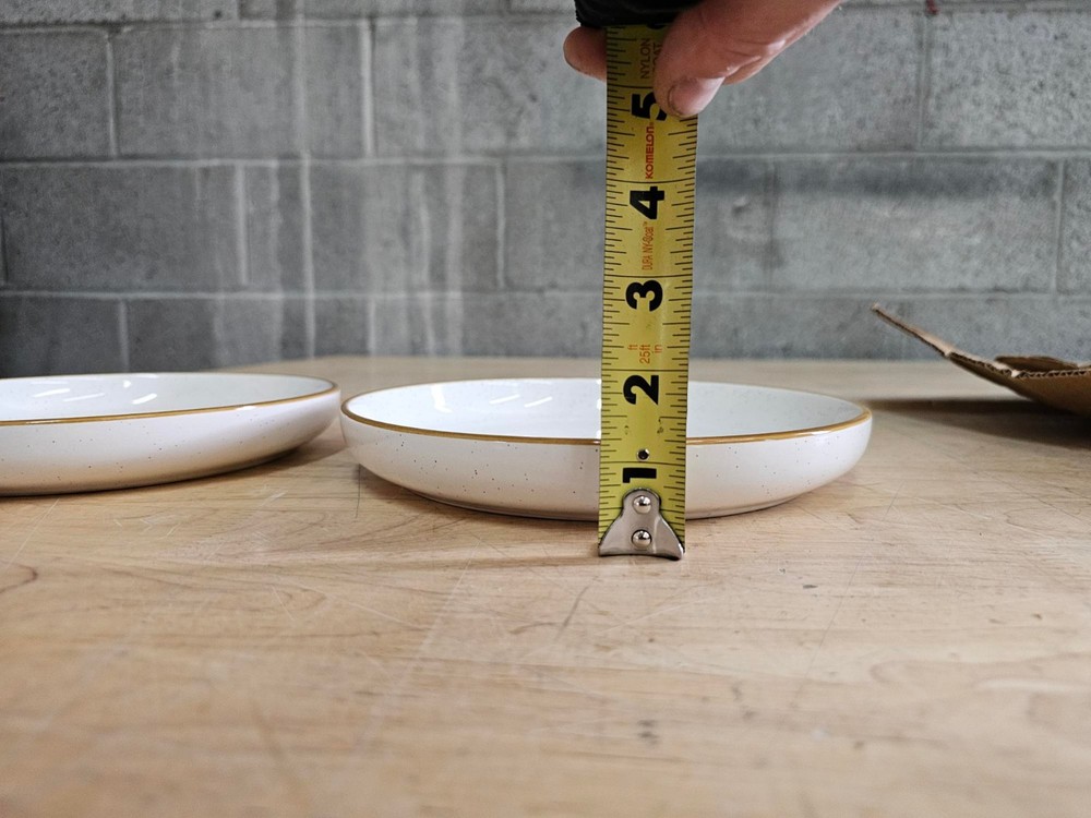 4 PACK - 8" Salad Plates - Over&Back Options Dinnerware Stoneware Speckled White