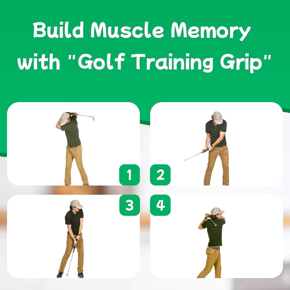 “Retractable Golf Swing Trainer - Golf Training Aid & Grip Trainer”